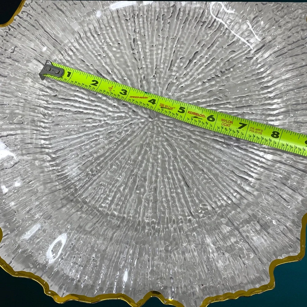 Lot 11 x Clear Acrylic Charger Plates Gold Trim Scalloped Edge 12